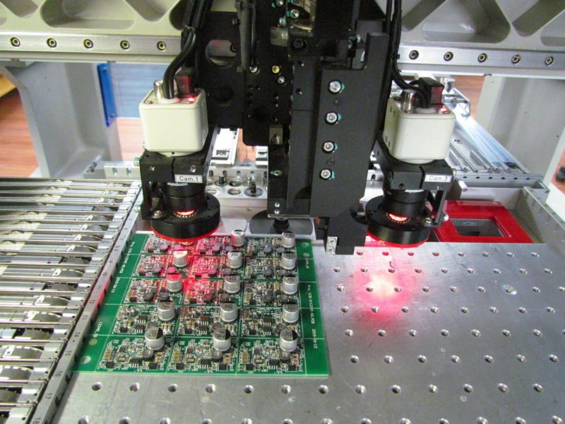 The pick and place machine is capable to place up to 3000 components per hour