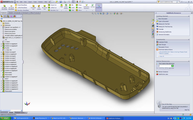 Solid Work CAD design platform creates the enclosure for our electronics 